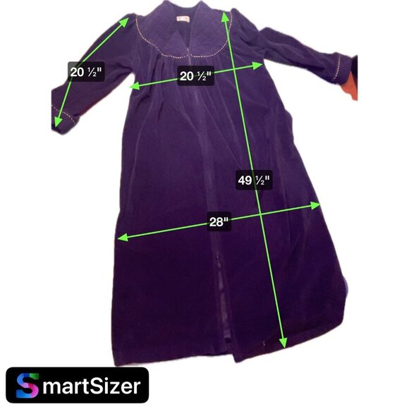 Vintage Vanity Fair Purple Full Zip Full Length Robe Gold Detail Sz M - Picture 7 of 7